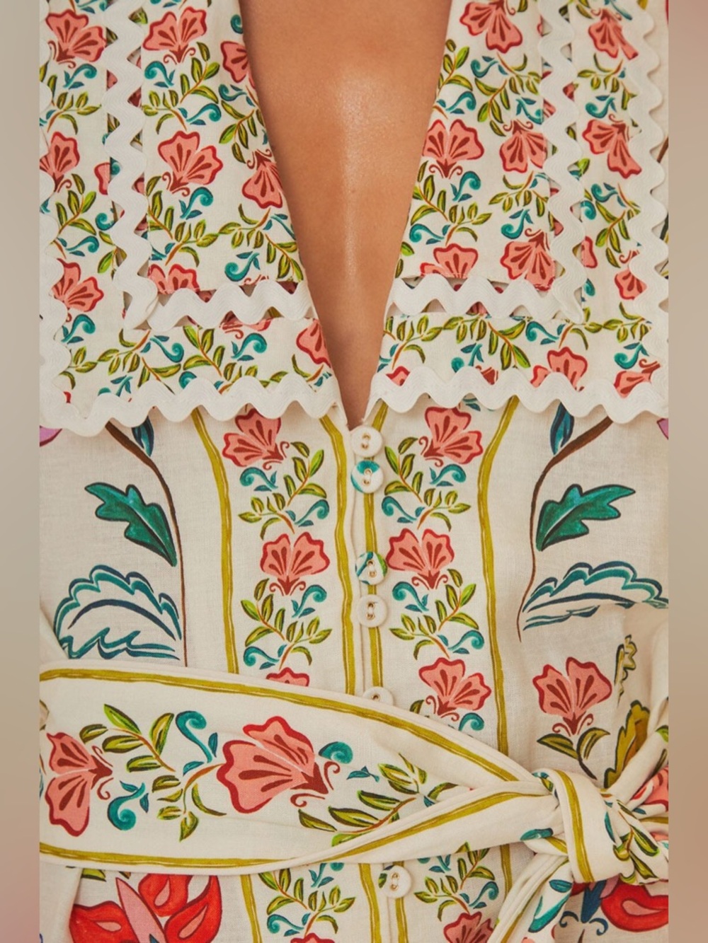 Farm Rio Off-White Floral Insects Romper - Picture 4 of 11